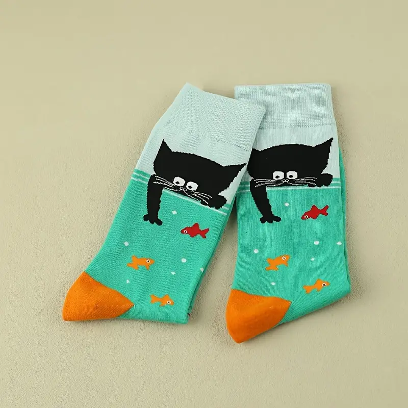 Socks with Cat Design Soft Cotton-bark-with-buster
