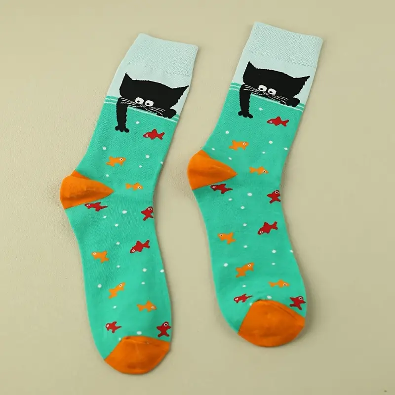 Cat Fish Designer Socks Soft Cotton-bark-with-buster