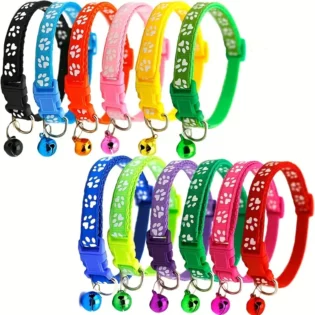 Adjustable Dog or Cat Collar with Paw Print. Strut Their Stuff in Style & Safety