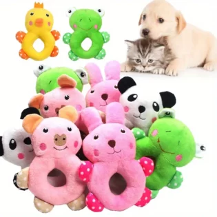 Stuffed Squeaker Dog Toy Green Frog Plush Dog Toy, Panda Plush Dog Toy, Pink Bunny Plush Dog Toy, Yellow Chick Plush Dog Toy, Pink Pig Plush Dog Toy.
