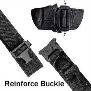 Adjustable Tactical Dog Collar – Heavy Duty Metal Buckle and Clip for Training & Walking - bark-with-buster