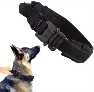 Adjustable Tactical Dog Collar – Heavy Duty Metal Buckle for Training & Walking - bark-with-buster